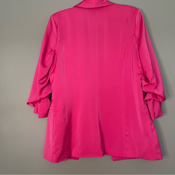 Silky Hot Pink Elegant Women's Long Blazer Small - Picture 2 of 3